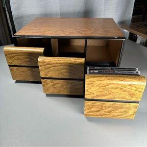 CD/Game faux wood grain holder storage cabinet with 3 pull out drawers holds 66